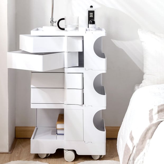 Bedside Table Nightstand Organizer Replica Boby Trolley 5Tier White Image 5