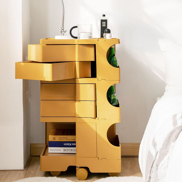 Bedside Table Nightstand Organizer Replica Boby Trolley 5Tier Yellow Image 5