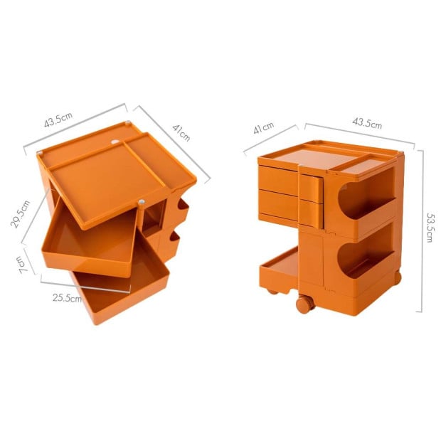 Bedside Table Nightstand Organizer Replica Boby Trolley 3Tier Orange Image 2