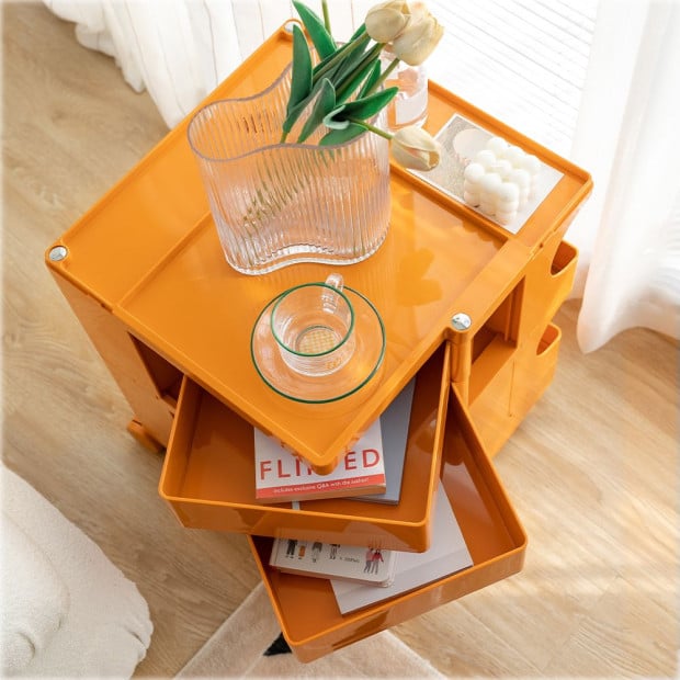 Bedside Table Nightstand Organizer Replica Boby Trolley 3Tier Orange Image 7
