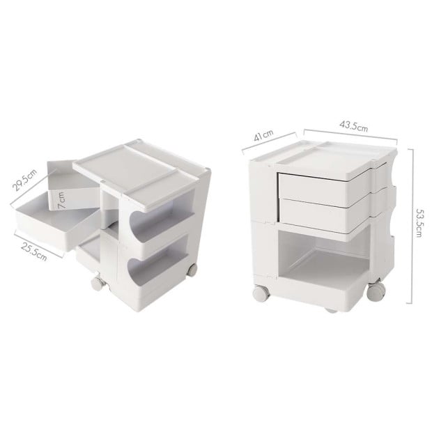 Bedside Table Nightstand Organizer Replica Boby Trolley 3Tier White Image 2