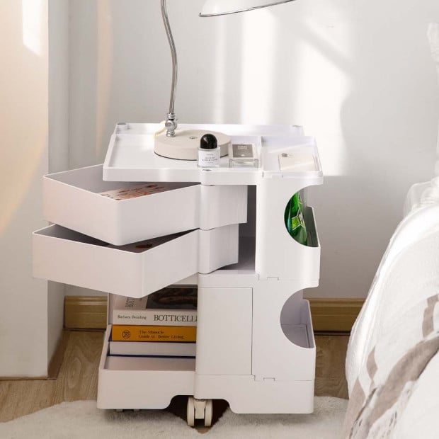 Bedside Table Nightstand Organizer Replica Boby Trolley 3Tier White Image 5