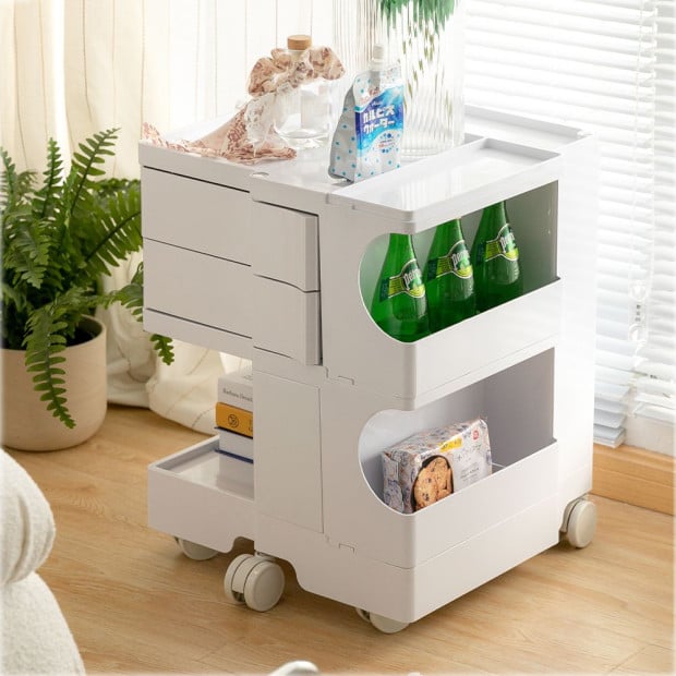 Bedside Table Nightstand Organizer Replica Boby Trolley 3Tier White Image 7
