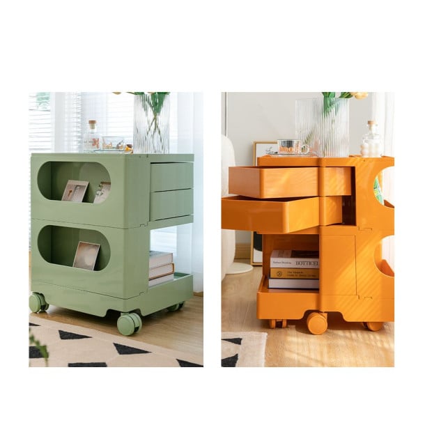 Bedside Table Nightstand Organizer Replica Boby Trolley 3Tier White Image 8