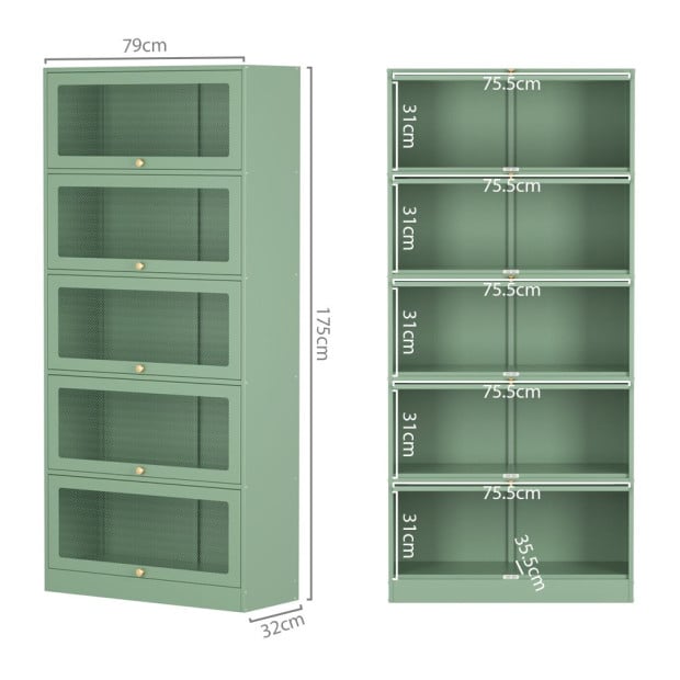 In Buffet Sideboard Cupboard Cabinet Storage Mesh Doors Metal Green Elia Image 2