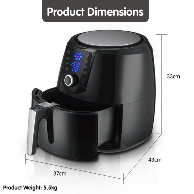 Pronti 7.2L 1800W Air Fryer Cooker Kitchen Oven Black Image 8
