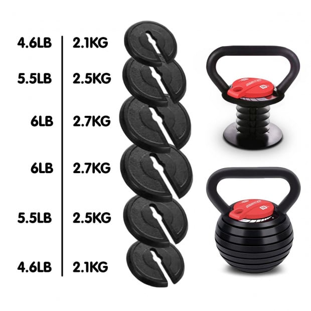 2x 18kg/40lb Powertrain Adjustable Kettlebells Image 5