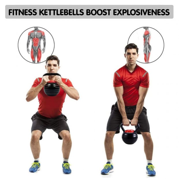 2x 18kg/40lb Powertrain Adjustable Kettlebells Image 7