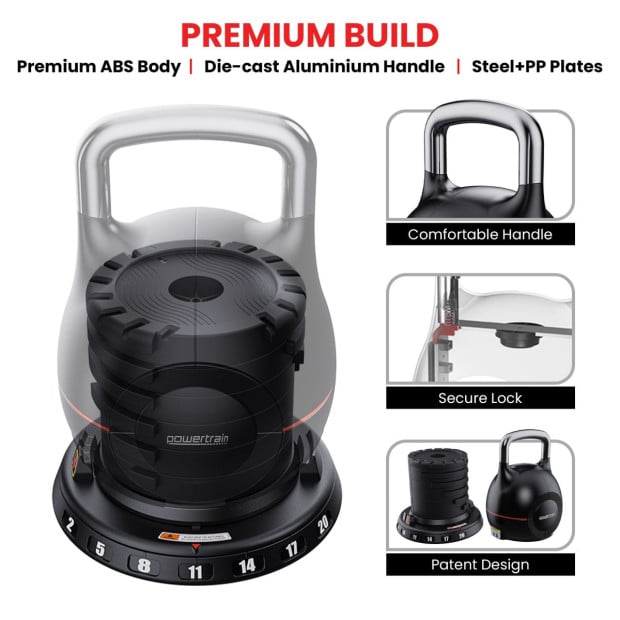 Powertrain 20kg Adjustable Kettlebell One Hand Adjustment Weight Set Image 8