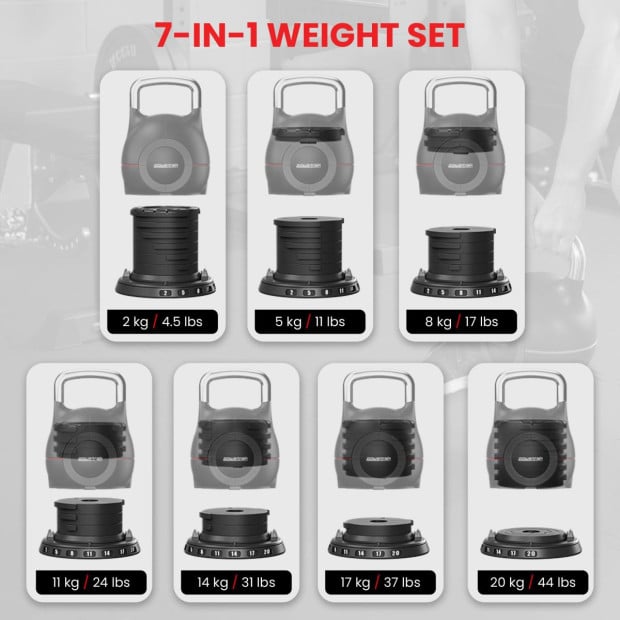 Powertrain 20kg Adjustable Kettlebell One Hand Adjustment Weight Set Image 9