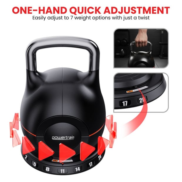 Powertrain 20kg Adjustable Kettlebell One Hand Adjustment Weight Set Image 11