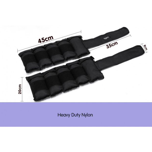 2 x 5kg Powertrain Adjustable Ankle Weights Image 2