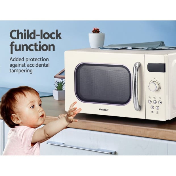 20L Microwave Oven 800W Countertop Kitchen 8 Cooking Settings Cream Image 7