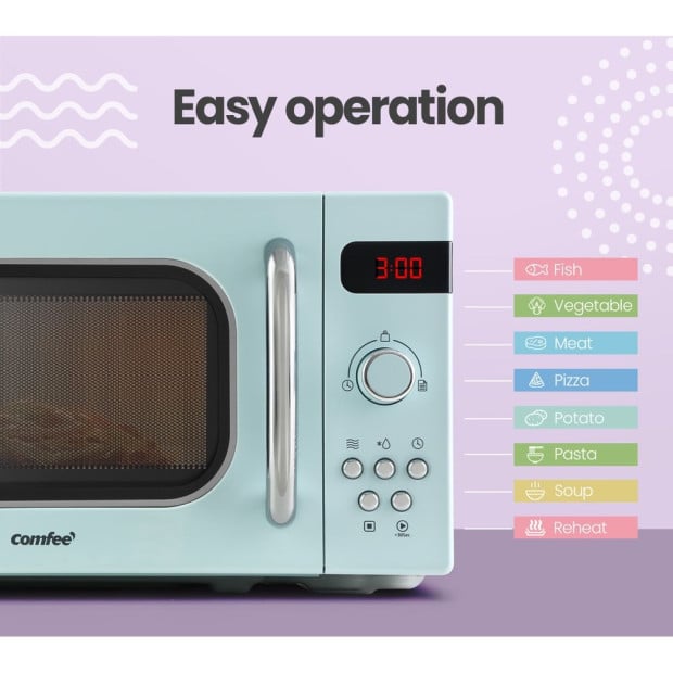 20L Microwave Oven 800W Countertop Kitchen 8 Cooking Settings Green Image 5