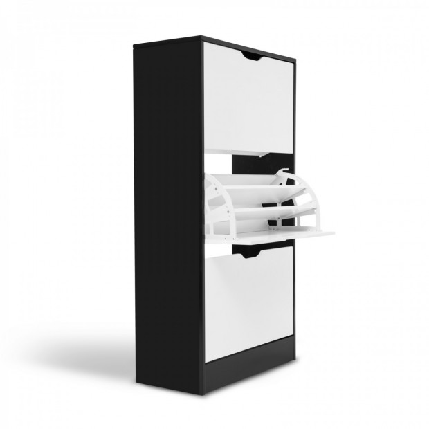 3 Drawer Wooden Shoe Cabinet Black & White