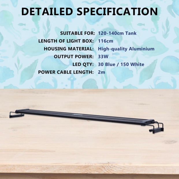 2X Aquarium Blue White LED - 27W 95-115cm Image 6