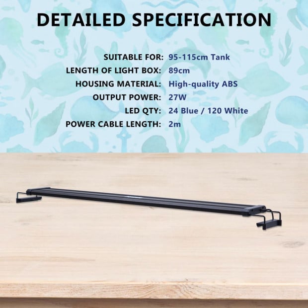 2X Aquarium Blue White LED - 33W 120-140cm Image 6