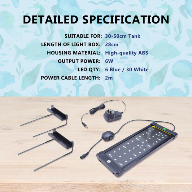 2X Aquarium Blue White LED - 6W 30-50cm Image 6