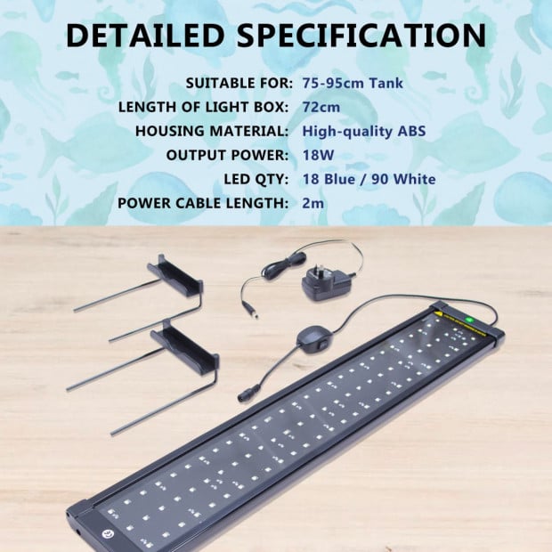 2X Aquarium Blue White LED - 18W 75-95cm Image 6