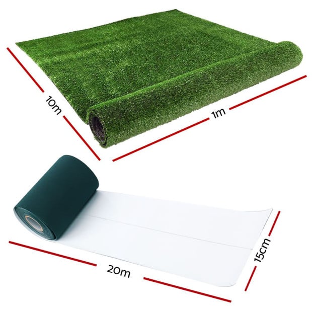 2x10m Artificial Grass Synthetic Fake 20SQM Turf Lawn 17mm Tape Image 2