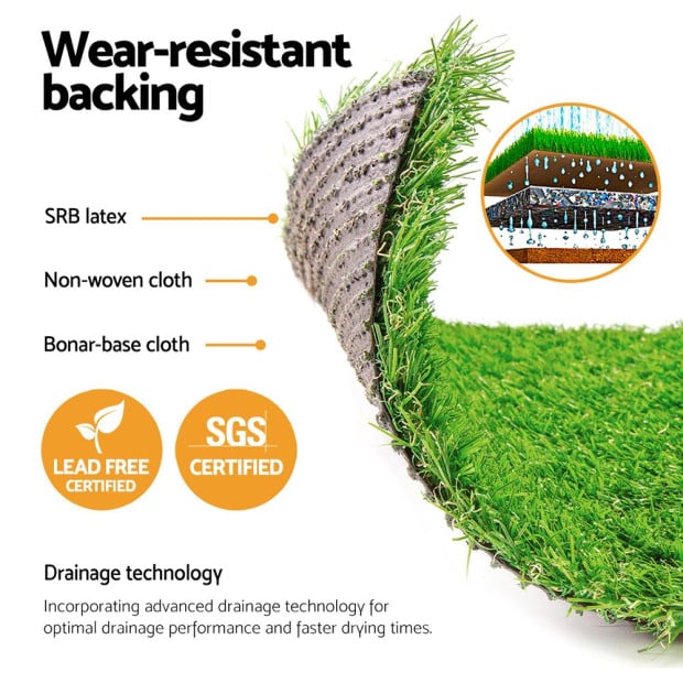 Artificial Grass Synthetic Fake Lawn 2mx5m Turf Plastic Plant 30mm Image 4