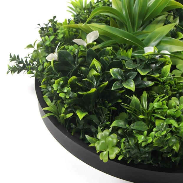 Flowering Artificial Green Wall Disc UV Resistant 50cm (Black Frame) Image 6