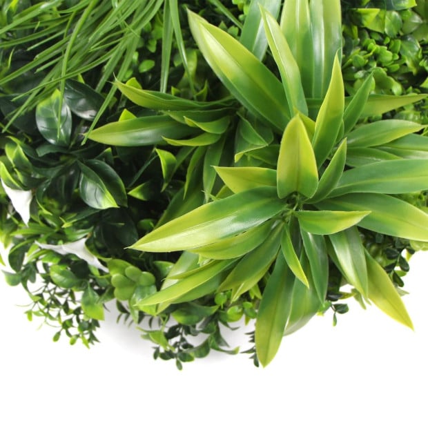 Flowering Artificial Green Wall Disc UV Resistant 50cm White Frame Image 3