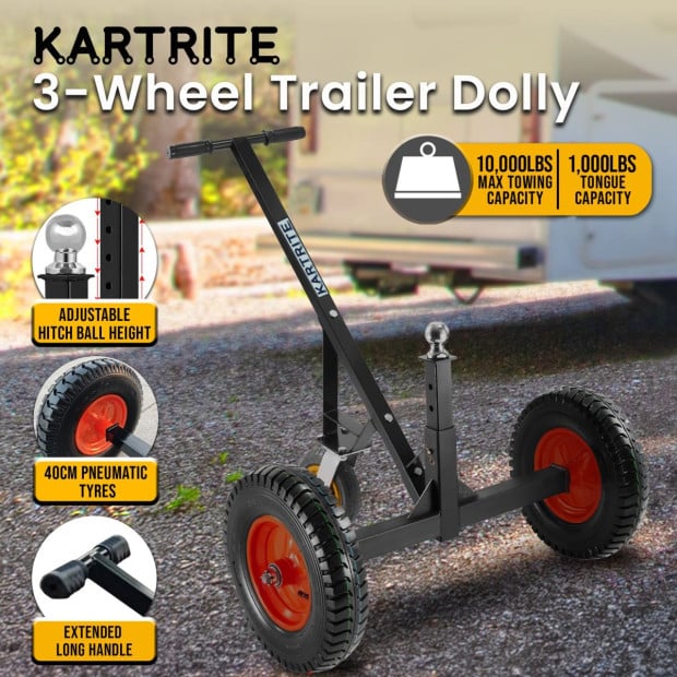 Kartrite 3-Wheel Adjustable Trailer Dolly Heavy-Duty Caravan Mover