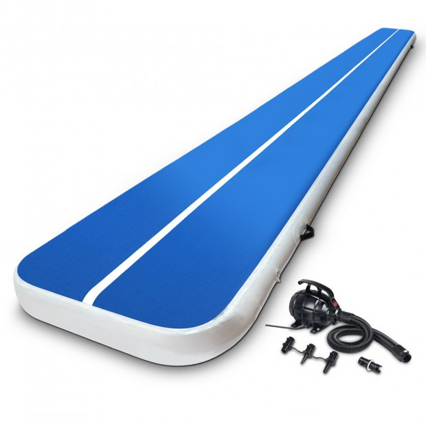 8X1M Inflatable Mat 20CM Thick with Pump Tumbling Gymnastics Blue