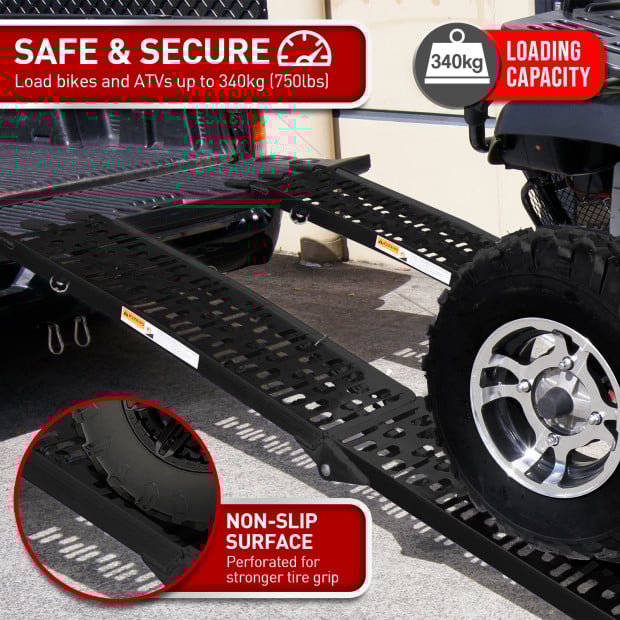 2x Aluminium ATV Loading Ramp Foldable - Black Image 5