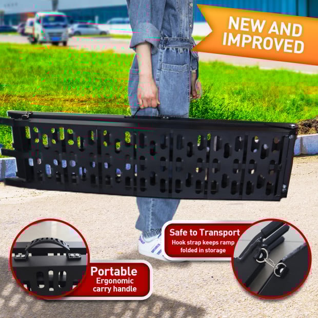 2x Aluminium ATV Loading Ramp Foldable - Black Image 6