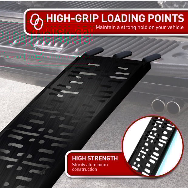 2x Aluminium ATV Loading Ramp Foldable - Black Image 8