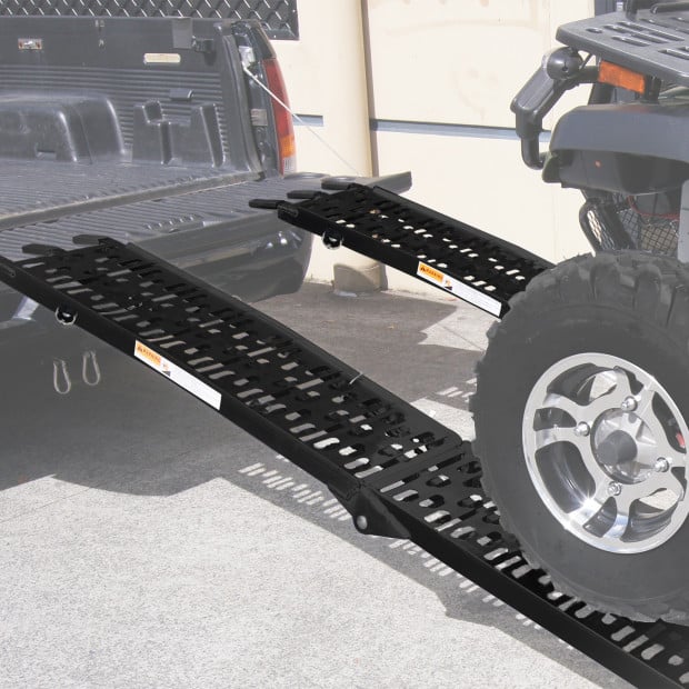 2x Aluminium ATV Loading Ramp Foldable - Black Image 9
