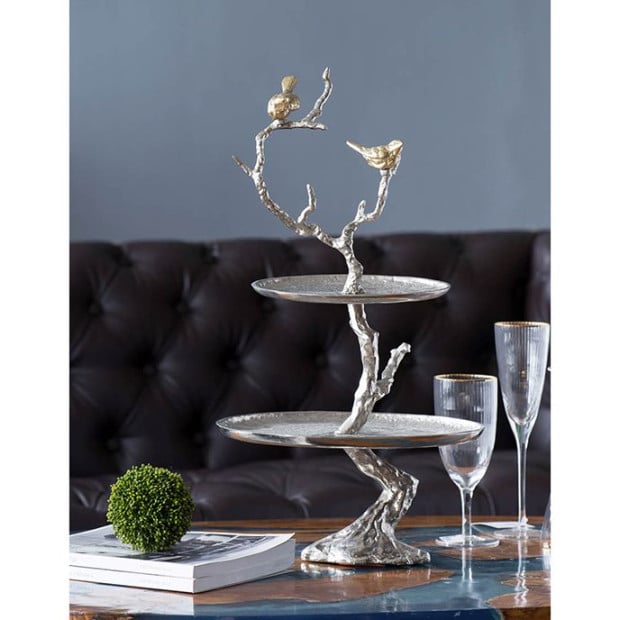 Aluminium Bird And Tree Cake Stand 33x25x60cm Image 3