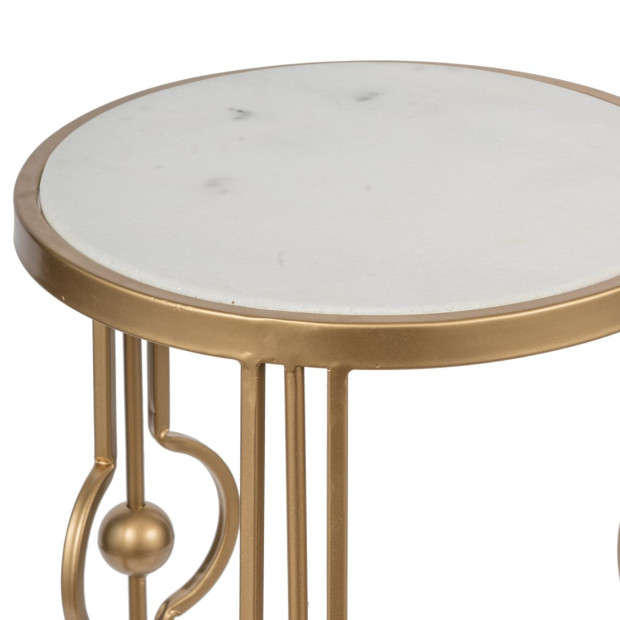 Marble Art Deco Side Table Bedside Desk 65 x 30 x 30 cm Image 3