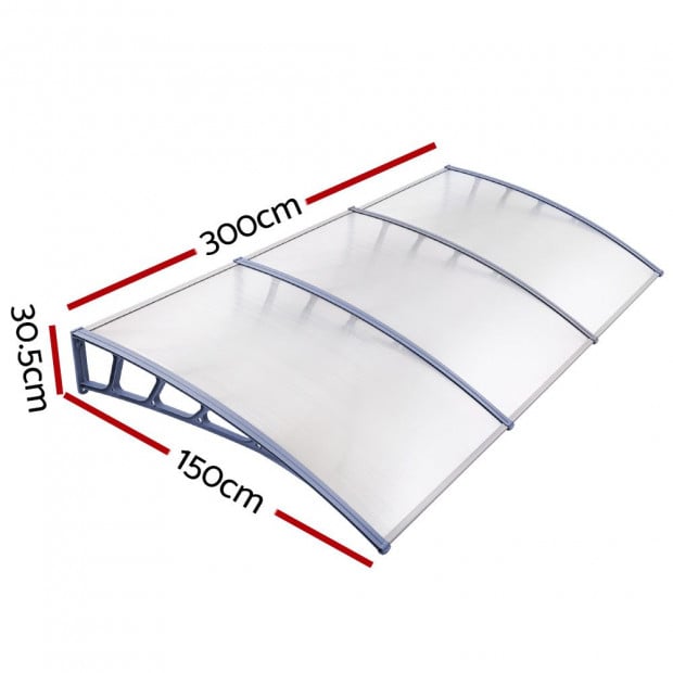 Window Door Awning Door Canopy Outdoor Patio Sun Shield 1.5mx3m DIY Image 2