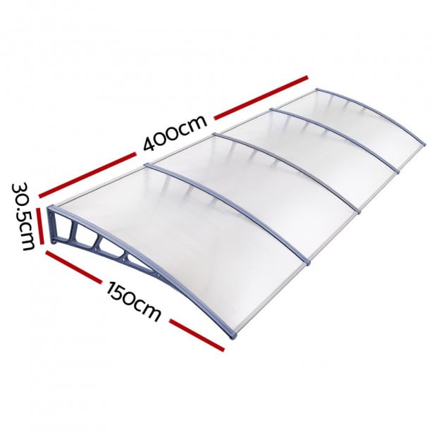 Window Door Awning Canopy Outdoor Patio Sun Shield 1.5mx4m Clear Image 2