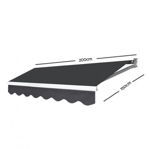 Instahut Motorised 2x1.5m Folding Arm Awning - Grey Image 1