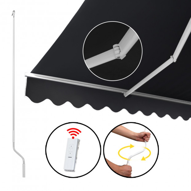 Instahut Motorised 2x1.5m Folding Arm Awning - Grey Image 4