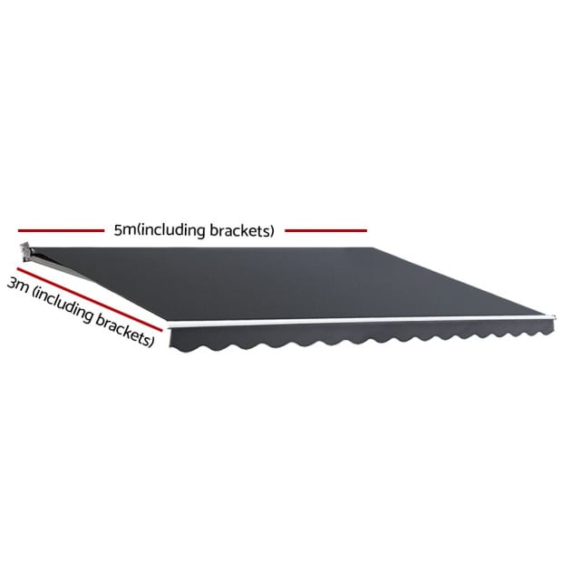 Folding Arm Awning Outdoor Awning Canopy Retractable 5mx3m Grey Image 2