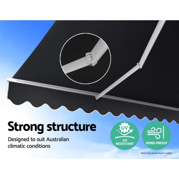 Folding Arm Awning Outdoor Awning Canopy Retractable 5mx3m Grey Image 3