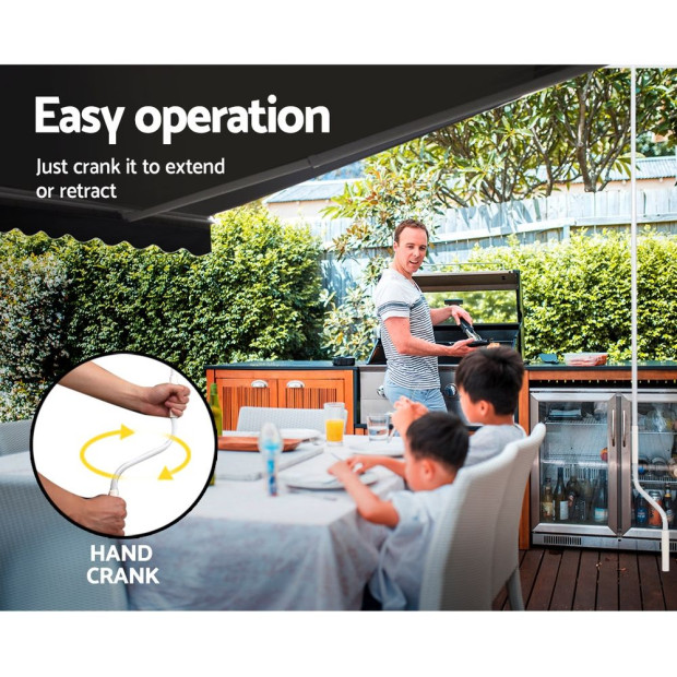 Folding Arm Awning Outdoor Awning Canopy Retractable 5mx3m Grey Image 5