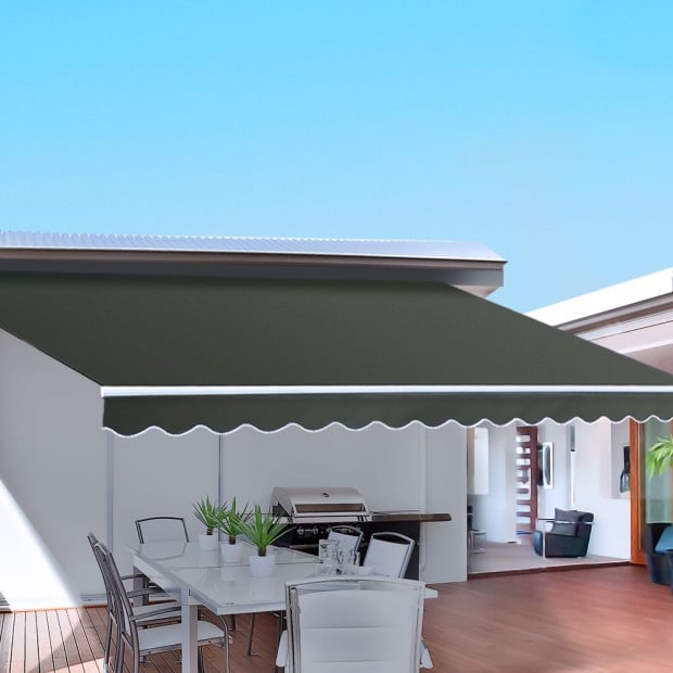 Folding Arm Awning Outdoor Awning Canopy Retractable 5mx3m Grey Image 7