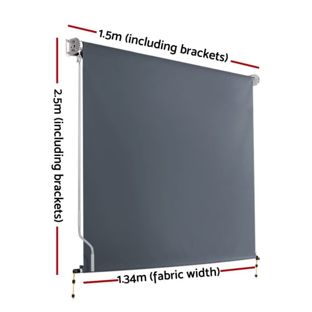 Outdoor Blind Privacy Screen Roll Down Awning Canopy Window 1.5x2.5m Image 2
