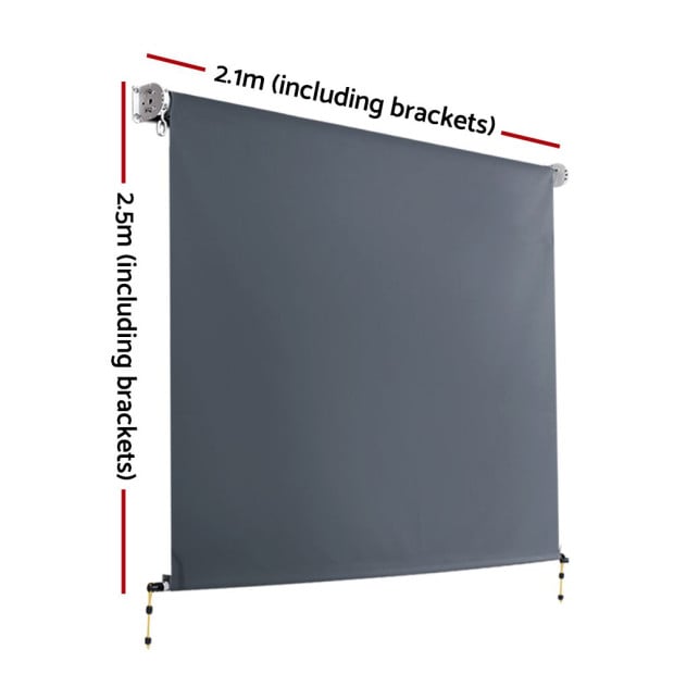 Outdoor Roller Blinds Roll Down Shade Retractable Window 2.1x2.5m Image 2