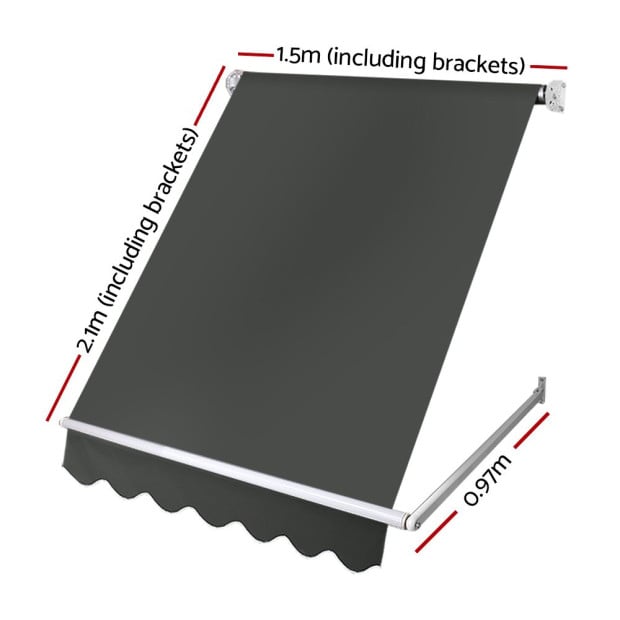 Window Fixed Pivot Arm Awning Blinds Retractable Canopy1.5x2.1m Image 2