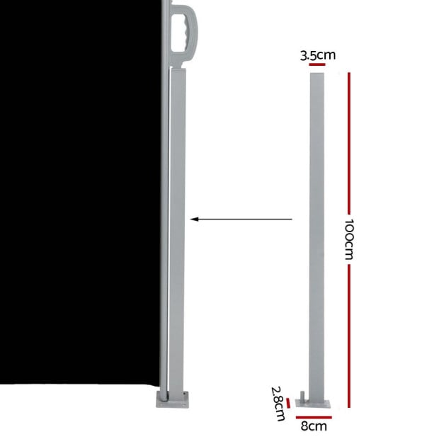 Side Awning Outdoor Blinds Sun Shade Retractable Screen 2x6m Black Image 3