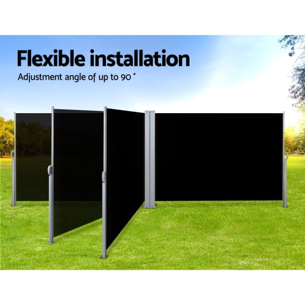 Side Awning Outdoor Blinds Sun Shade Retractable Screen 2x6m Black Image 5