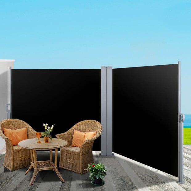 Side Awning Outdoor Blinds Sun Shade Retractable Screen 2x6m Black Image 8