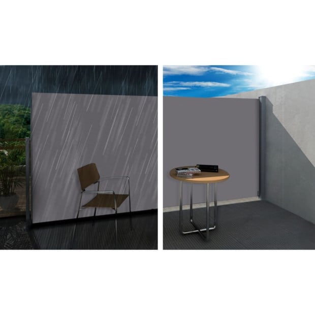 Side Awning Sun Shade Outdoor Blinds Retractable Screen 1.4x3m Grey Image 6